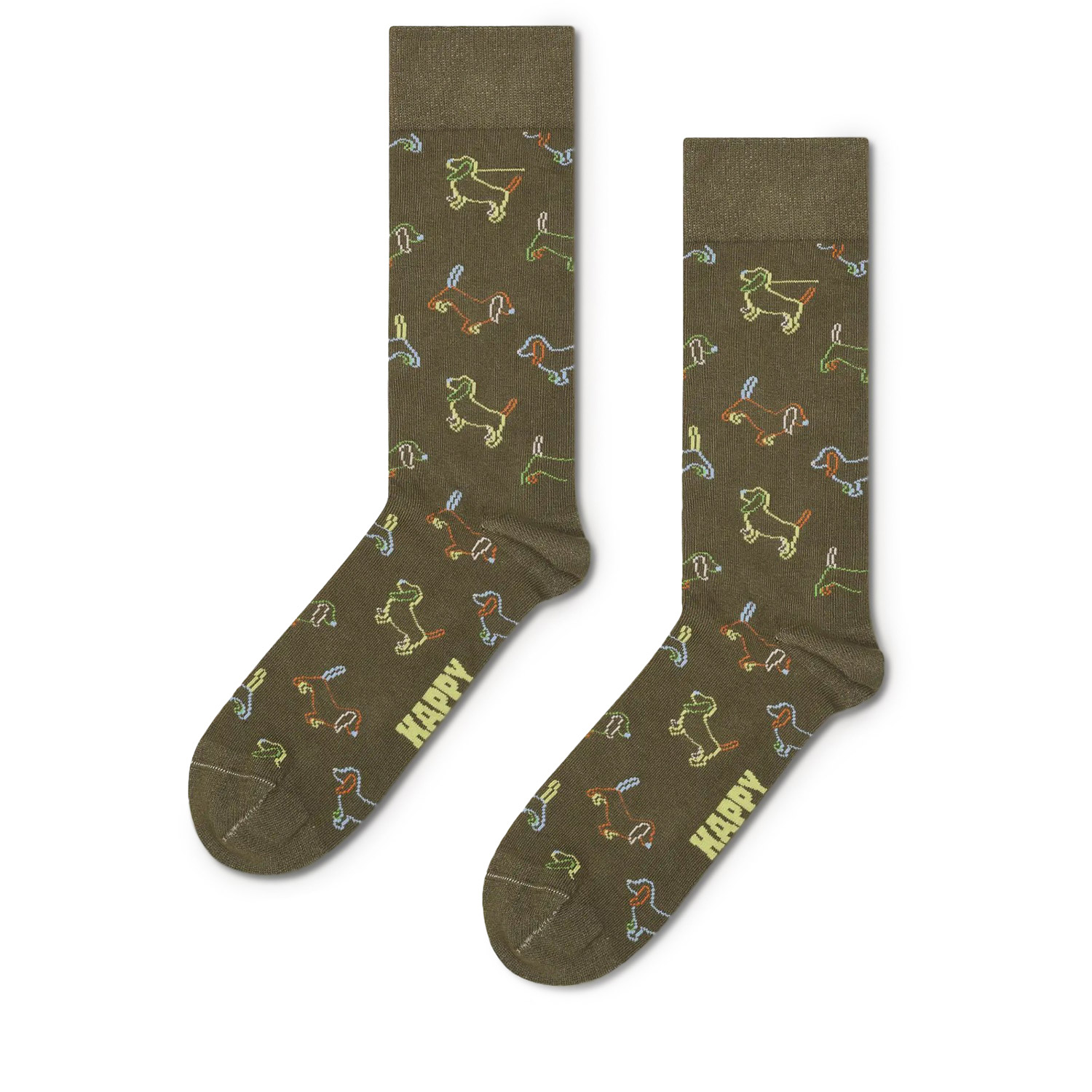 Κάλτσες ανδρικές Happy Socks Καφέ P003600 Puppy Love Natural Dye Sock 100