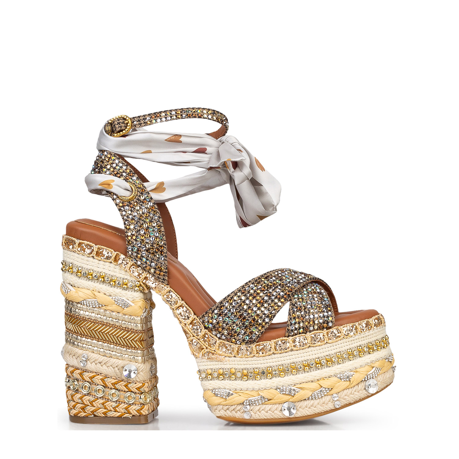 Πέδιλα-Σανδάλια γυναικεία Kurt Geiger Μπεζ 4352443609 Chelsea Scarf Platform 262